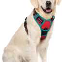 rabbitgoo Dog Harness No Pull with 2 Leash Clips, Adjustable Soft Padded, Reflective Oxford No Choke Pet Vest with Easy Control Handle for Large Dogs, Red & Teal, XL