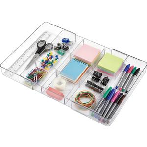 1 Pcs Large Expandable Acrylic Drawer Organizers, Grid Adjustable Drawer, Dividers Organizer for Desk, Makeup, Jewelry, Office, Kitchen Supplies (Clear,11 Compartments) (Transparent)