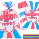 GraceKit 100 Pcs Carnival Cotton Candy Bags 14 x 20 Inch Clear Bags with Ties for Cotton candy with Print Circus Carnival for Carnivals Circus Party Favors Supplies Party and Kitchen