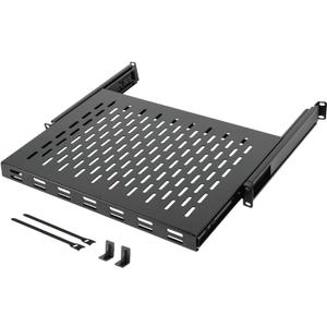 Tecmojo 1U Sliding Rack Shelf,4-Post Vented Rack Mount Shelf,21.7in Deep with Adjustable Mounting Depth 21.7-35.4in,Supports to 110lbs,for 19 Inch AV/Network Equipment Rack,Unassembled,Black