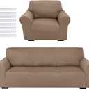 HunnmingRe 2 Pcs Sofa Slipcover Set Couch Cover for Sofa Arm Chair Couches Covers, Washable Furniture Covers for Living Room Furniture Protector, Stretch (Camel)
