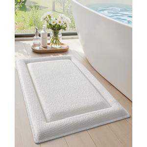 Color&Geometry 36x24 Memory Foam Bath Mat, Ivory Bathroom Rugs Soft Absorbent Chenille Bath Rug, Non Slip Bath Mats for Bathroom, Thick Shower Mats, Ivory