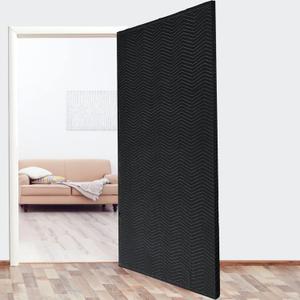 Riakrum 1 Pcs Quilted Door Cover Moving 39 x 79 Inches Door Moving Blankets Cotton Polyester Furniture Pads Cover for Washable Reusable Blanket for Interior Exterior Use, Black