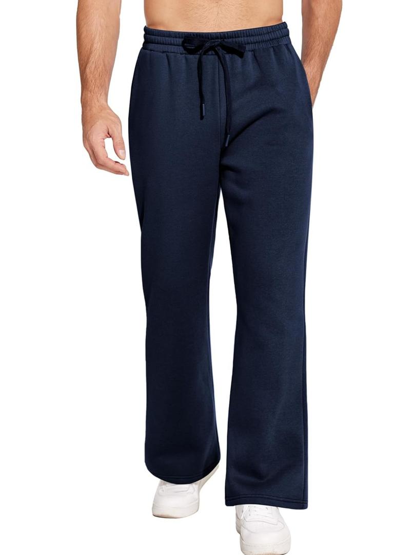 Sweatpants Open Bottom Flared Fleece Lined Sweatpants Elastic Waist Baggy Casual Cotton Pants with Pockets, XL