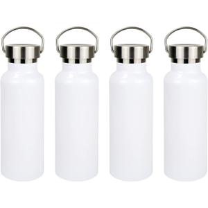 3 Pcs 20oz Sublimation Stainless Steel Sports Water Bottle Double Wall Insulated Bottle with Handle and Leak-Proof Lid for Cyclists Runners Hikers Gift (White)