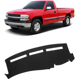 FIILINES Dash Cover for 1999-2006 GMC Sierra/Chevrolet Silverado, 2000-2006 GMC Yukon XL/Chevy Suburban Tahoe Avalanche, Upgraded Breathable Dashboard Cover Mesh Dash Mat Black