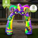9.5FT Tall Mardi Gras Inflatables Archway Yard Decoration Built-in LED Lights for Fat Tuesday, Lenten Season Party Indoor, Outdoor, Garden, Lawn Decor