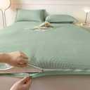 EFELIM Cotton Futon Mattress Cover King Queen Full Size, Japanese Floor Mattress Futon Cover with Zipper RV Mattress Futon Slipcovers (Green,Queen:150x200cm/59*X78.7)