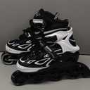 2PM SPORTS Vinal Girls Adjustable Flashing Inline Skates, All Wheels Light Up, Fun Illuminating Skates for Kids Men Adult Women and Boys L