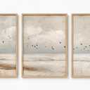 Framed Coastal Canvas Wall Art Seascape 24x16 Inch Set of 3 Triptych