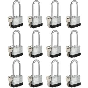 Keyed Alike Padlocks, Nickel Plated Padlocks Keyed Alike Set of 12, Key Lock with 1-9/16"(40mm) Wide Body 2-inch Long Shackle for Storage Unit, Sheds, Garages and Fence