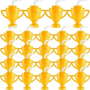 Amyhill 24 Pcs Race Car Trophy Cups With Straws and Lids 12 Oz Plastic Race Car Birthday Party Supplies And Favors For Kids Adults Props Rewards Winning Prizes Competitions (Yellow0