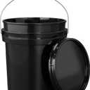 EconoHome 5-Gallon Black Bucket Pail Container with Lid | Metal Handles with Plastic Grip for Easy Carrying | Easy Stack and Store | Heavy-Duty Extra Durable | Food Grade | BPA Free - 1 Pack