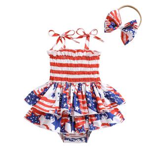 Noubeau Toddler Baby Girl 4th of July Dresses Independence Day Outfit Kid American Flag Stars Stripes Patriotic Dress ClothesStripes-Stars 02,0-3 Months