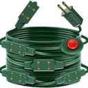 Enhon Indoor Lighted Foot Switch Extension Cord, Foot Switch Extension Cord Outdoor with Sticker, for Christmas Home Kitchen Holiday Decorations, Green(15 Outlets,21 ft)
