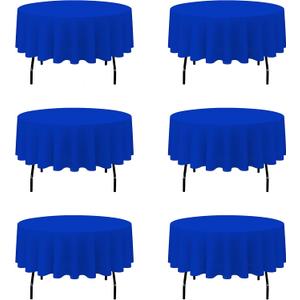 BRILLMAX 6 Pack Royal Blue 70 Inch Round Tablecloths Fit 30" to 54" Tables (8-20" Drop) - Circle Bulk Linen Polyester Fabric Washable Cloth Cover for Wedding Reception Banquet Birthday Party Buffet