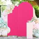 FUHSY Spandex Arch Cover Set of 2 Hot Pink Arch Stand Covers 7.2FT, 6FT Arched Backdrop Stand Cover Pink Wedding Decorations Chiara Backdrop Stand Set Cover for Graduation Birthday Party Decorations