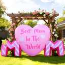 DomKom 6ft Mothers Day Inflatables Outdoor Decorations, Mother's Day Love Blow up, Build-in LED Lights for Garden, Yard, Lawn, Outdoor, Holiday Decor