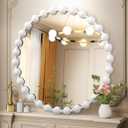 AAZZKANG Circle Mirrors for Wall with Spherical Metal Framed Large White Round Mirror Decorative for Bathroom Bedroom Living Room Entryway Hanging 20"