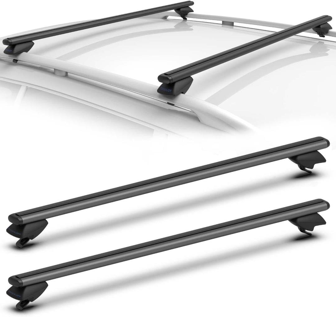 COWVIE 47 Inch Aluminum Roof Rack Cross Bars for Raised Side Rails, Adjustable Cargo Bars, Hold 165 LBS, Black