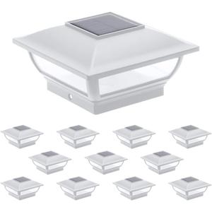 GreenLighting Royalty 7 Lumen Solar Post Cap Light for 4x4 Wood Posts & 4x4 or 5x5 PVC Posts (White, 12 Pack)