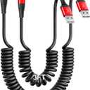 Coiled Lightning Cable, iPhone Charger Cable 3FT/6FT for CarPlay, 2 Pack [Apple MFi Certified] Lightning Cord Compatible with iPhone14/13/12/11 Pro Max/XS MAX/XR/XS/X/8/7/Plus/6S iPad/iPod-Red