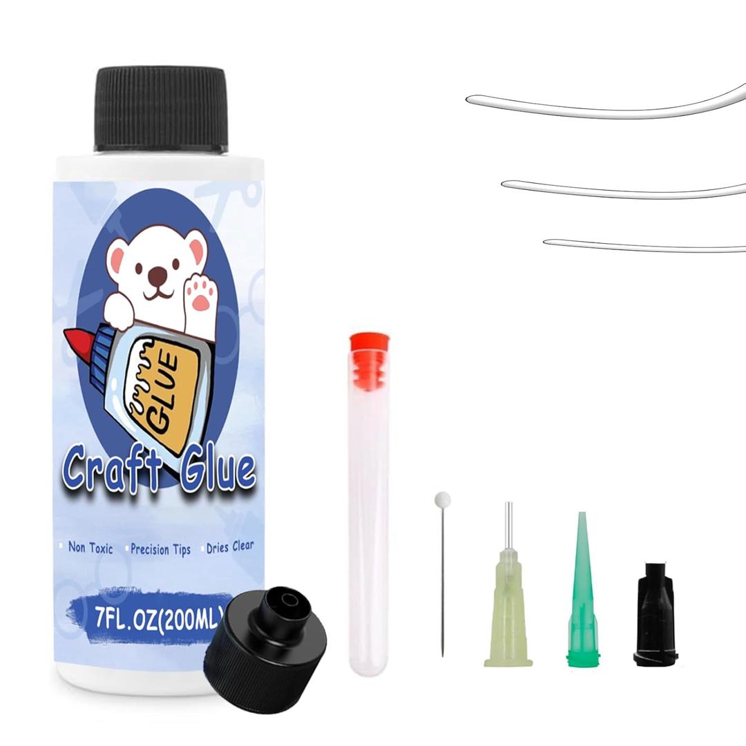 Craft Glue & Precision Tips, Craft Glue Bottles with Fine Tip, Quick Dry Clear, Strong Tacky Glues, Fabric Adhesive Permanent for Paper Crafting Scrapbooking/Etc (200ML)
