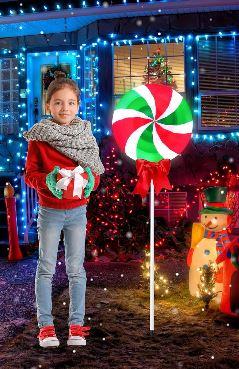 4ft/48in Large Christmas Lollipops Pathway Lights - 6 Modes Peppermint Candy Outdoor Decor - Jumbo Giant Candyland for Outside Landscape Walkway Patio Garden (Red Green White)