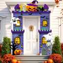 Tiamon Halloween Haunted Building Banner Scary Archway Door Archway Decorations Pumpkin Ghost Skull Hanging Porch Banner for Halloween Photo Prop Backdrop Party Decor Supplies