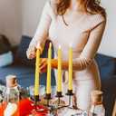2X LYOBATH 4 Pack Yellow Taper Candles - Taper Candles 10 Inch Dripless, Smokeless & Unscented - 8 Hours Long Burning - Ideal for Weddings, Dinner Parties, and Home Decor