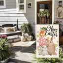 3 x AVOIN colorlife Happy Easter Garden Flag 12x18 Inch Double Sided Outside, Bunny Rabbit Carrot and Easter Egg Yard Outdoor Flag