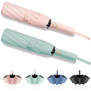 Fogkey 2-Pack Windproof, Waterproof, UV-Blocking Portable Travel Umbrella, Compact Sun & Rain Folding Umbrella, Double Rib Structure, Large Auto Open and Close Car Umbrella