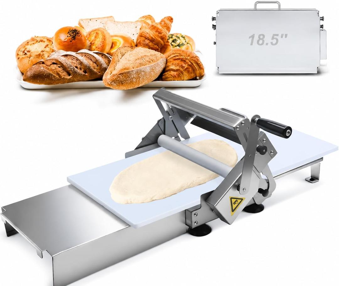 40.6" x 22.8" Dough Sheeter Machine, Manual Dough Roller with 56 Thickness Settings, 0-25mm Adjustable Stainless Steel Dough Sheeter for Pizza Dough, Pastry, Croissant, Bread & Bakery Making