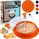 Chicken Shredder Tool Twist Large 12 with Visible Lid & Cleaning Brush | Meat Shredder Twist for Thin Chicken Breast | Dishwasher Safe Chicken Shredder Tool Twister & Food Shredder (Orange) (Pro Size - 12 Inch)
