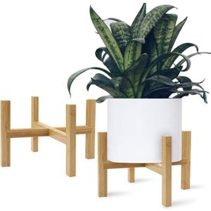 DAORFAA Bamboo Plant Stand, Flower Potted Holder, up to 8 Inch Pot - Nature, Mid Century Modern (Pot Not Included) (2 Pack)