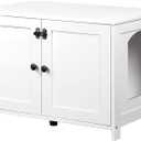 HOOBRO Litter Box Enclosure, Cat Litter Box Furniture with Removable Divider, Large Hidden Litter Box Furniture, Wooden Cat House, End Side Table, 31" L x 17.5" W x 19.7" H, White WT03MW01G2