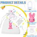 Huquary 90 Pcs Easter Bunny Keychain Gifts Set Include 30 Cute Rabbit Keychain Bulk 30 Bunny Pocket Hug Cards 30 Organza Bags Classroom Gifts Easter Goodie Bag Fillers Basket Stuffers Hunt Party Favor