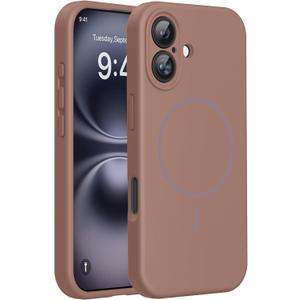 Miracase Compatible with iPhone 16 Case, [Soft Anti-Scratch Microfiber Lining], Compatible with MagSafe, Liquid Silicone Case Shockproof Drop Protection Phone Case for 16,Chocolate