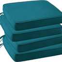 Outdoor Sunbrella Square Corner Seat Cushion, 18.5"x16"x3", Set of 4, Non Slip Seat Cushion Pads with Removable Cover for Patio Furniture, Garden Yard Lawn, Spectrum Peacock