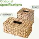Rectangle Wicker Tissue Box Cover Fits 120-Count (3-Ply) / 160-Count (2-Ply) Boxes, Natural Rattan Woven Facial Tissue Holder, Decorative Tissue Box Holder for Bathroom, Living Room, Office & Desk
