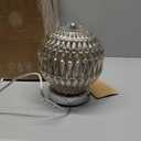 JONATHAN Y 20.5" Silver Mercury Glass Table Lamp, Contemporary Chrome Sphere Metal Base with Ivory Linen Shade for Bedroom Living Room Nightstand, LED Bulb Included JYL1041A