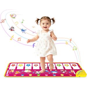M SANMERSEN Floor Piano Mat, Toddler Toys Musical Mat, Keyboard Floor Play mat 39.5" Electronic Music Animal Touch Play Blanket Funny Xmas Gift Toy for 1 2 3 Year Old