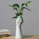 White Ceramic Vases Flower Vases Home Decor Cool Cute Small Hand Vase for Flowers Unique Modern Bathroom Living Room Rose Tulip Coffee Tables Centerpieces Decorative (1 Vase)