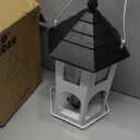 Kingsyard Metal Bird Feeder for Outdoor Hanging, Wild Bird Feeders with Circular Perch, Easy to Clean & Refill, 4 lbs Large Seed Capacity, White