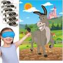 Joy Bang Pin The Tail on The Donkey for Kids with Tail Stickers and Eye Masks, Boys Girls Birthday Party Games Activities Crafts Decorations, Carnival Fiesta Party Supplies Favors Gifts for Children