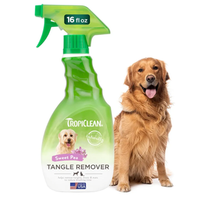 TropiClean Dog Detangler Spray Dematting, Leave in Conditioner, Perfect for Doodles & All Coat Types, Sweet Refreshing Scent, Made in the USA, 16 oz