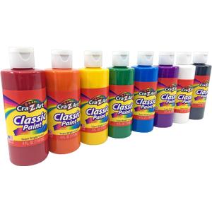 Cra-Z-Art Washable Classic Paint Bulk Pack 8ct, Assorted Colors 4oz each bottle, 32oz