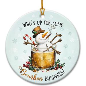 2 x Bourbon Christmas Ornament 2025 - Bourbon Gifts for Men, Dad, Grandpa, Whiskey Ornament, Unique Gift Ideas for Drinkers, Whiskey Lovers, Ceramic Wine Ornaments for Christmas Tree