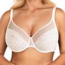 BRABIC Minimizer Bras for Women Full Coverage Unlined Lace Bra with Underwire Lifting Support for Large Bust, 85B, White