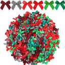 Syhood 300 Pcs Christmas Halloween Mini Bows Small Ribbon Bows Bowknot for Hand Account Sewing Appliques Crafts Decor ​Wedding Birthday Party Decoration(Vivid Color,Pretty Style)
